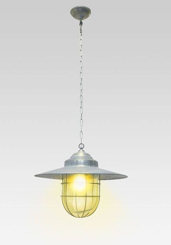 Lampe de grange à suspension classique en zinc, grande taille