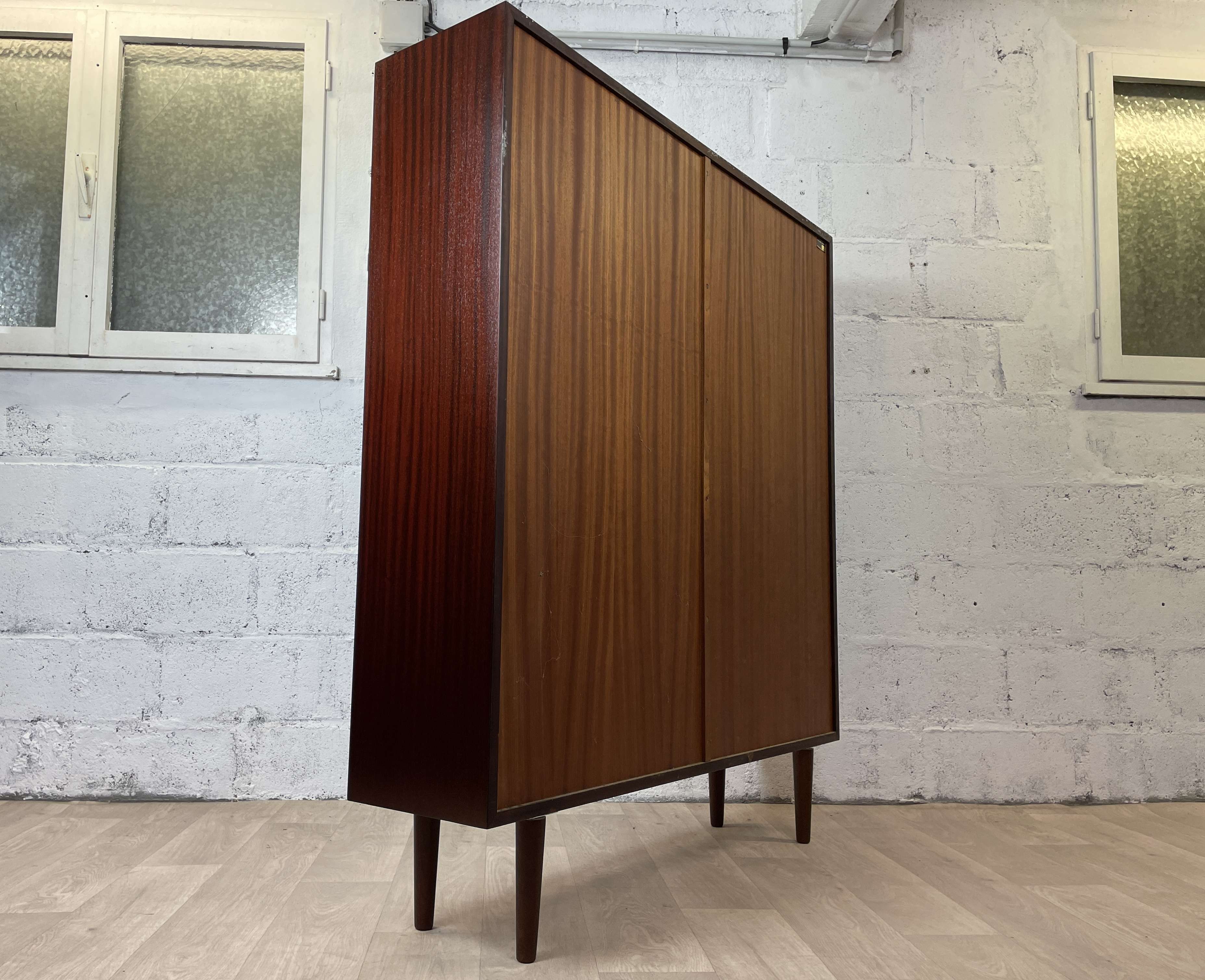 Omann Junior Scandinavian Vintage Mahogany Library, 60s