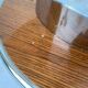 Round coffee table in smoked glass, chromed metal and wood, 1960s