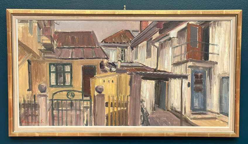 Huile sur toile originale suédoise – « Rue urbaine » par Gunnar Svensson