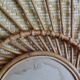 Large vintage bamboo and rattan sun mirror 53 cm in diameter