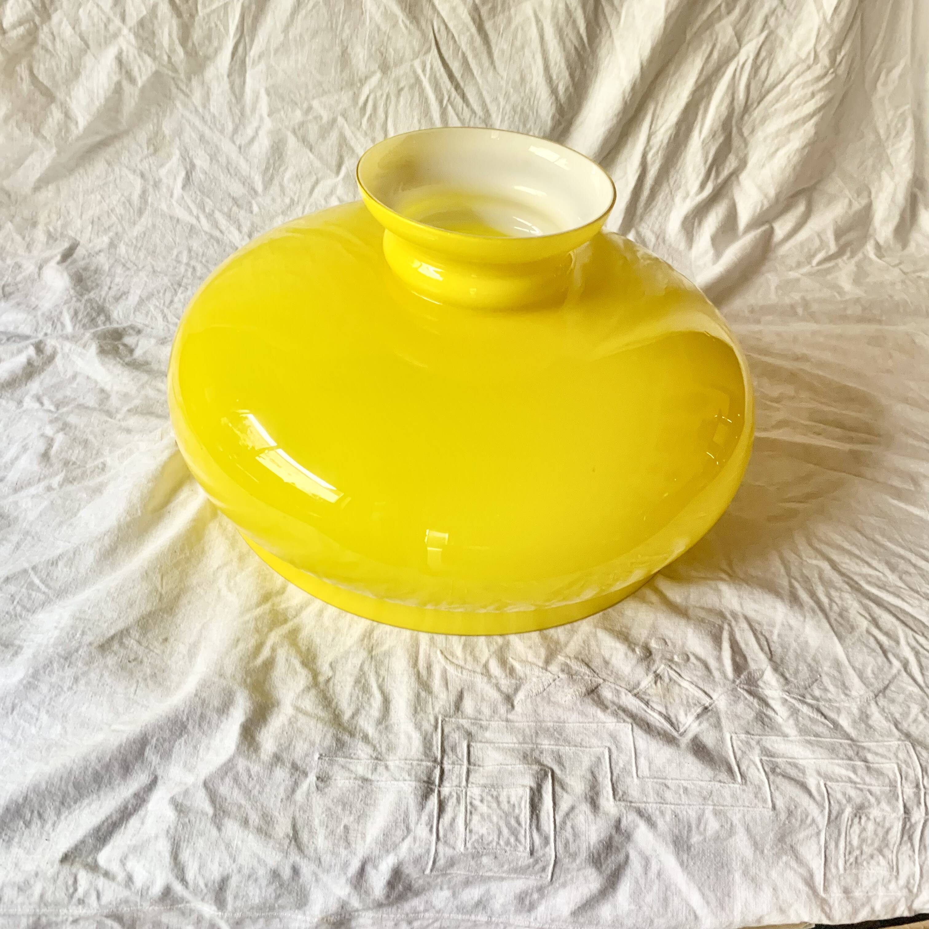 Large vintage yellow opaline pendant lampshade