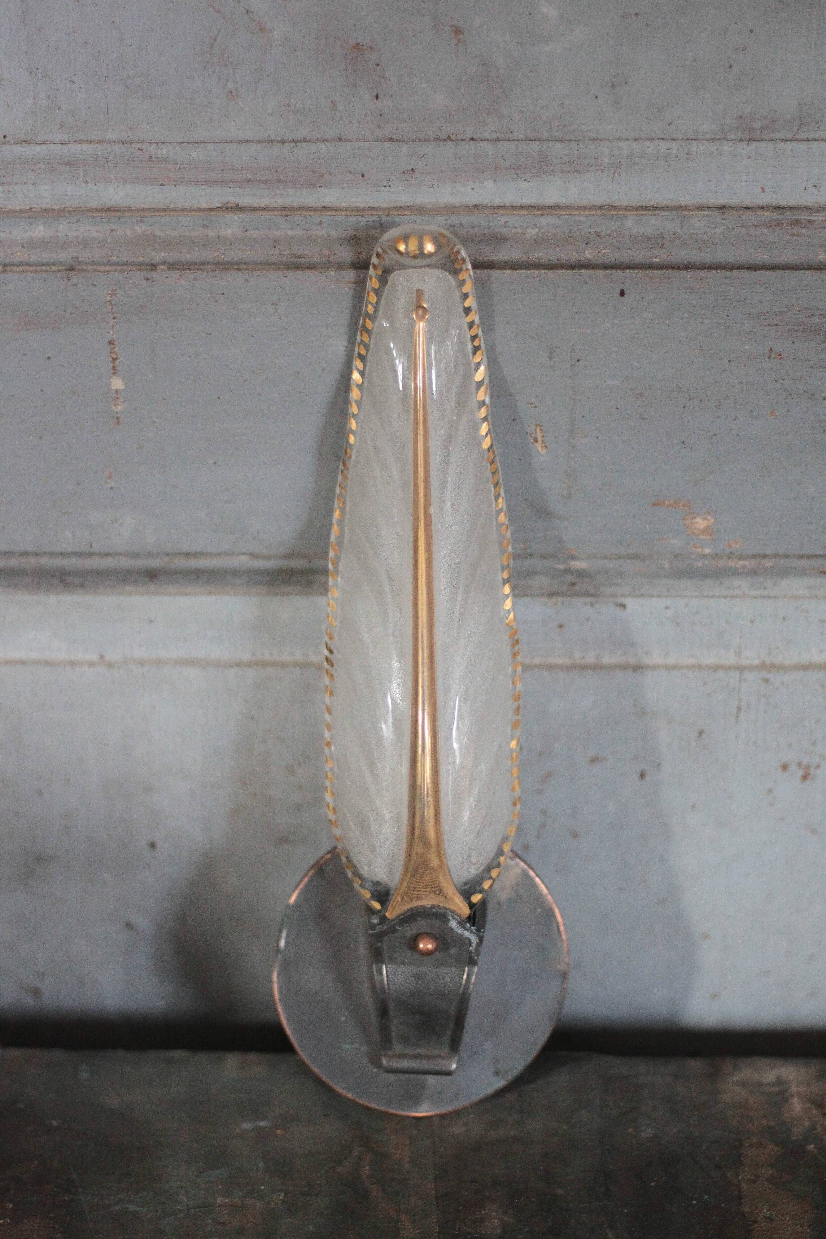 Pair of wall lights, vintage wall lamp, green patina brass wall sconce.