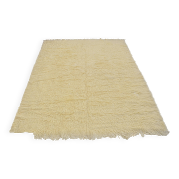 White Vintage Angora Wool Rug sku 1681