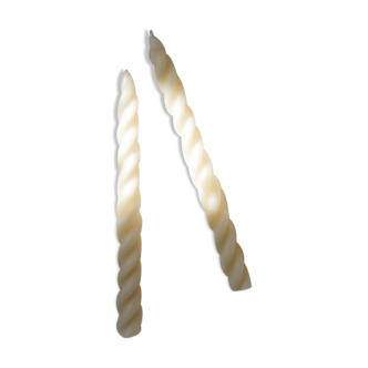 Duo of candle candles candles in white beeswax
