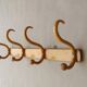 Wall coat rack with 4 hooks, around 1925, bent wood.