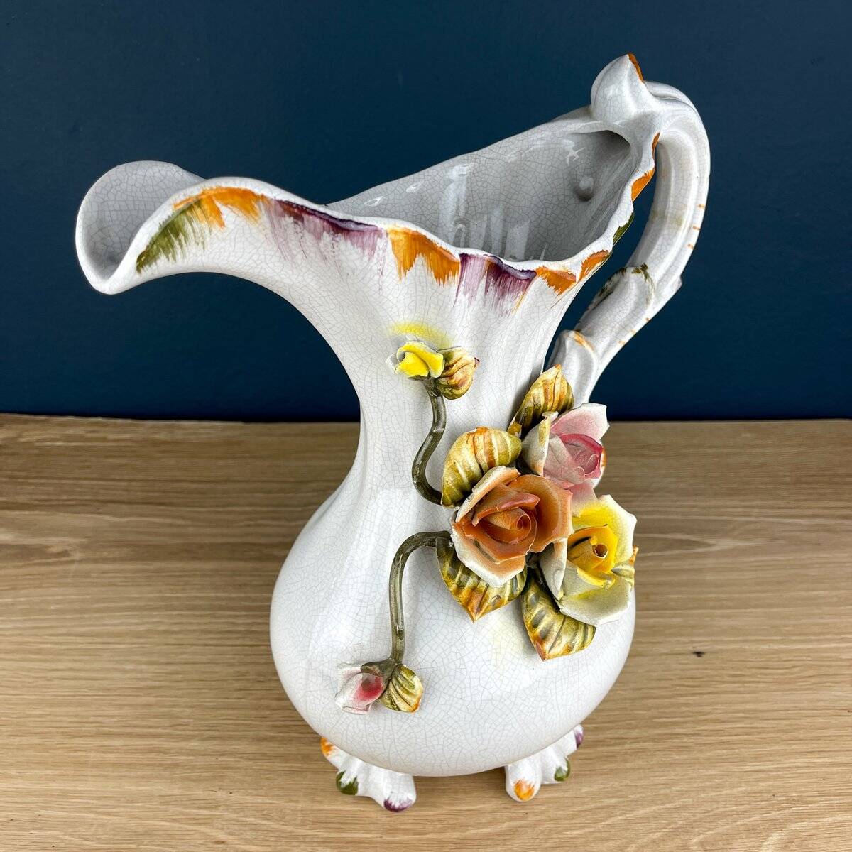 Vintage Italian ceramic pitcher from the mid-20th century by Bassano, 1970s.