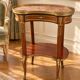 Kidney table in mahogany, brocatelle marble, Louis XV Transition, 19th century.