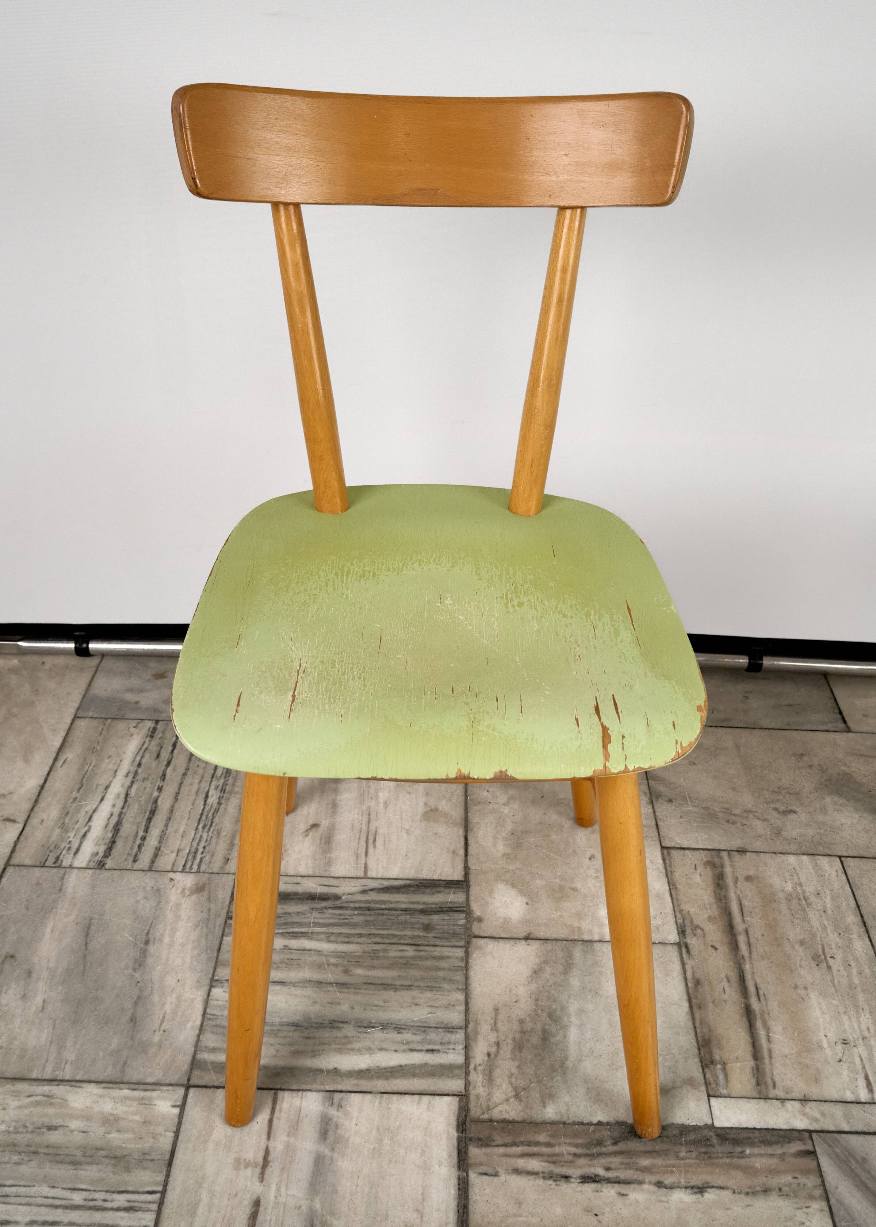 Set of 2 Beech Chairs, 1960s, Czechoslovakia