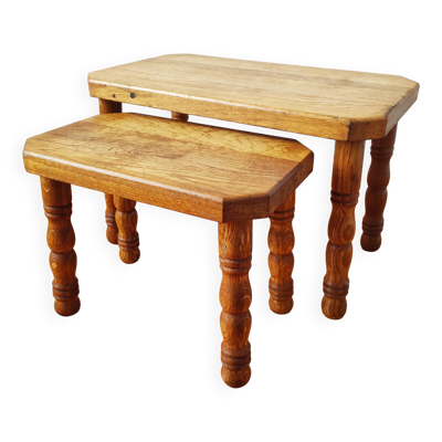 Tables basses gigognes danoises en bois massif – Vintage