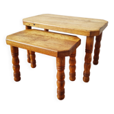 Tables basses gigognes danoises en bois massif – Vintage