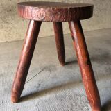 Brutalist Style Tripod Stool in Solid Pine