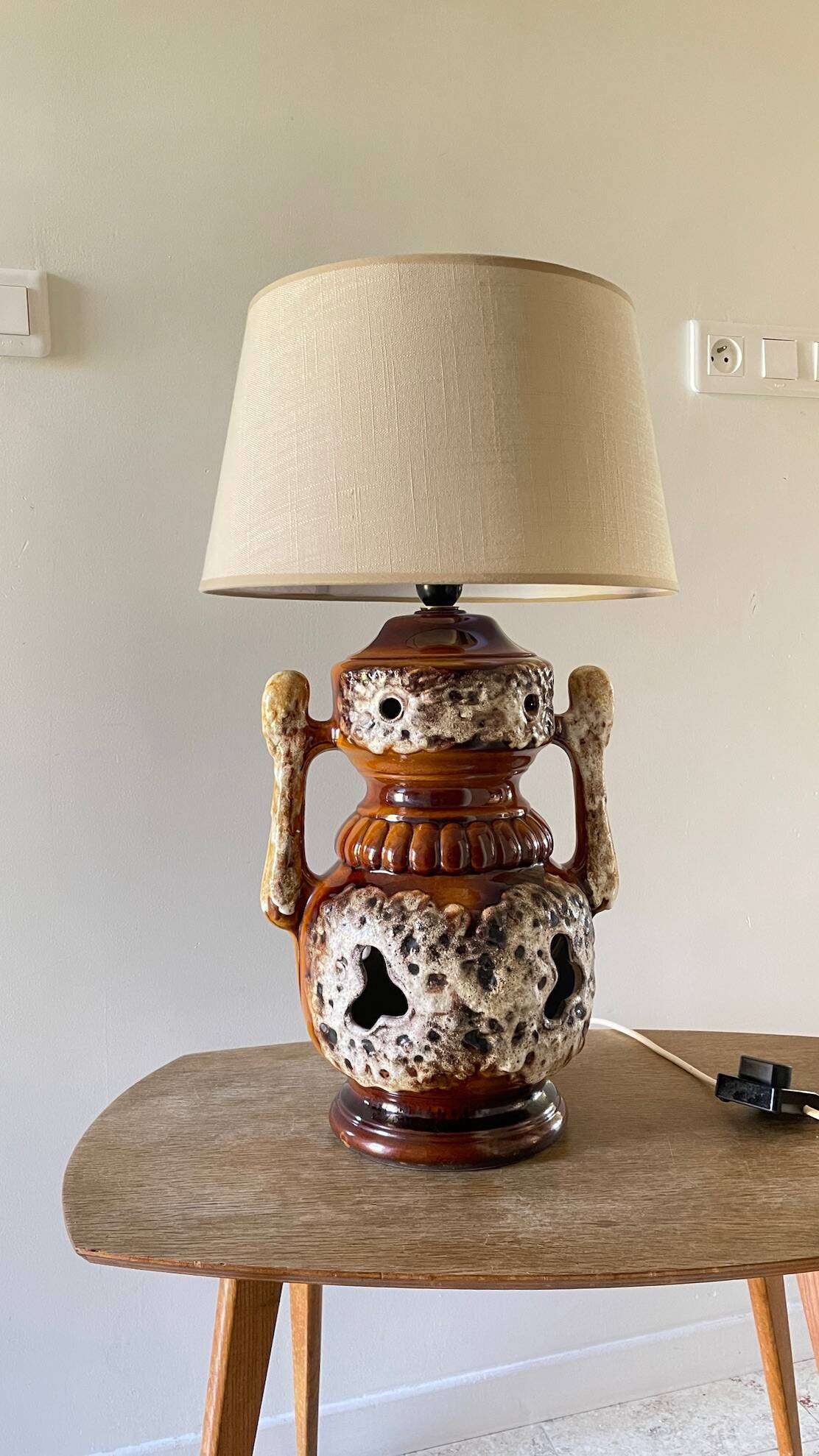 Lamp ceramic fat lava double lighting 70s