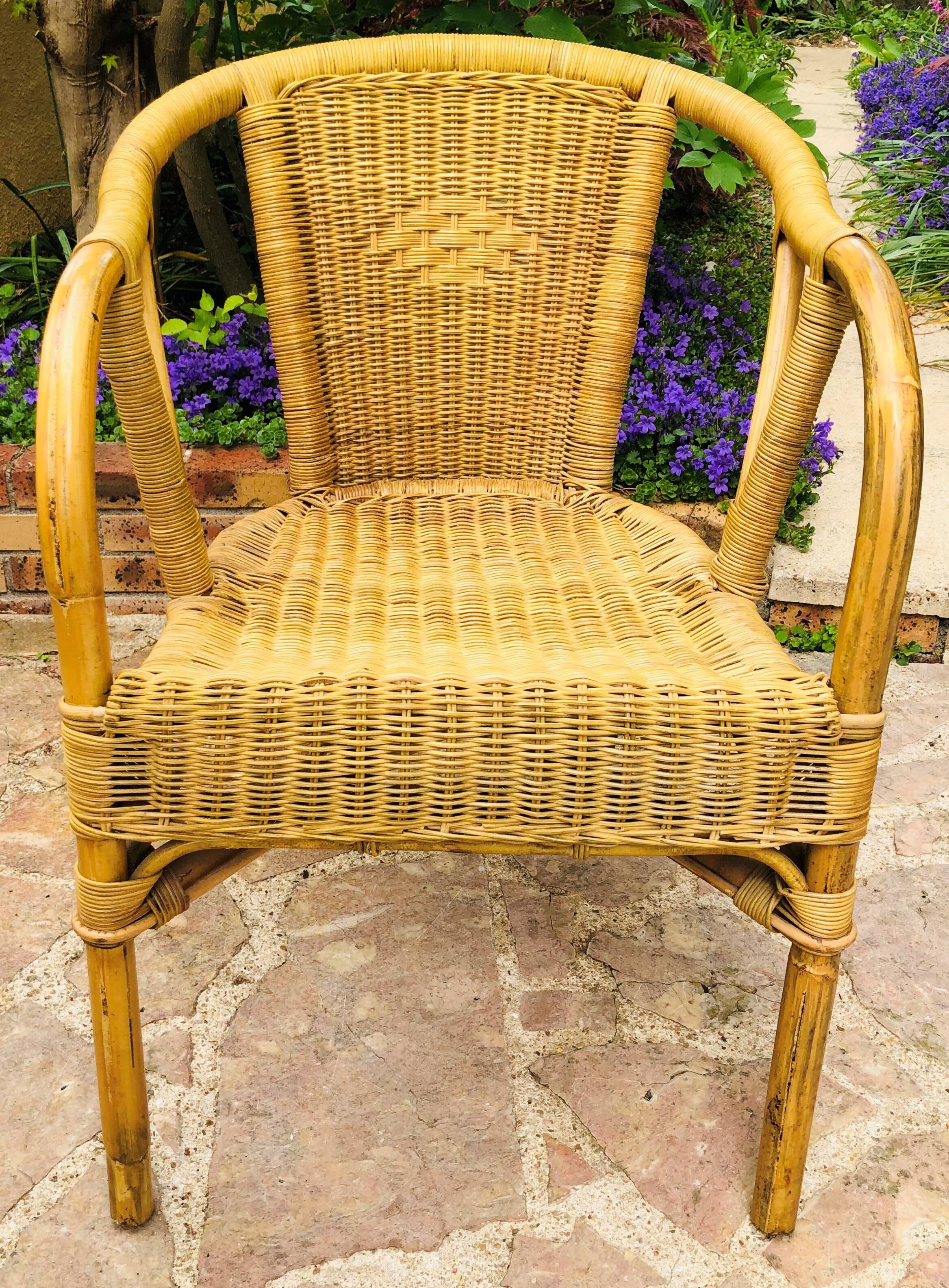 Rattan and wicker armchair