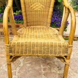 Rattan and wicker armchair
