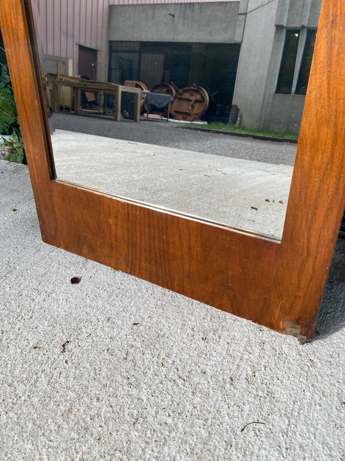 Vintage art deco concave wooden mirror 180cm