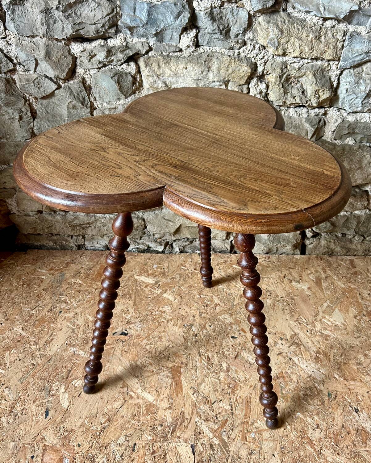 Turned wooden clover table