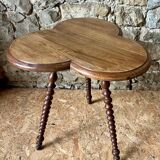 Turned wooden clover table