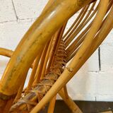 Vintage rocking chair in rattan by Rohé (Holland) from the 1960s.