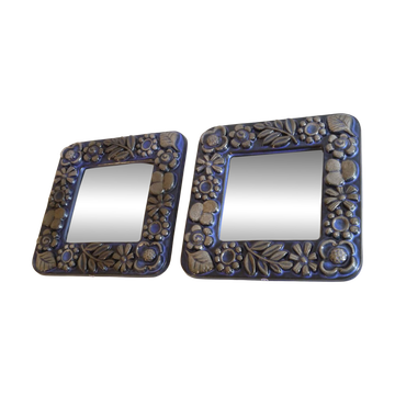 Paire de miroir scandinave en ceramique de Berit ternell