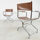 Vintage leather folding chairs set of 2, 1970s