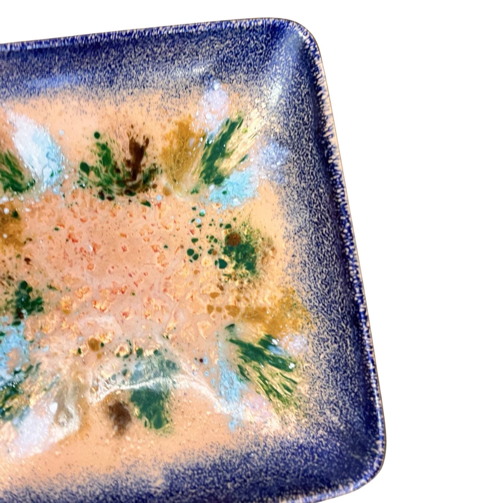 Enameled copper bowl plate, Germany, 1960s.