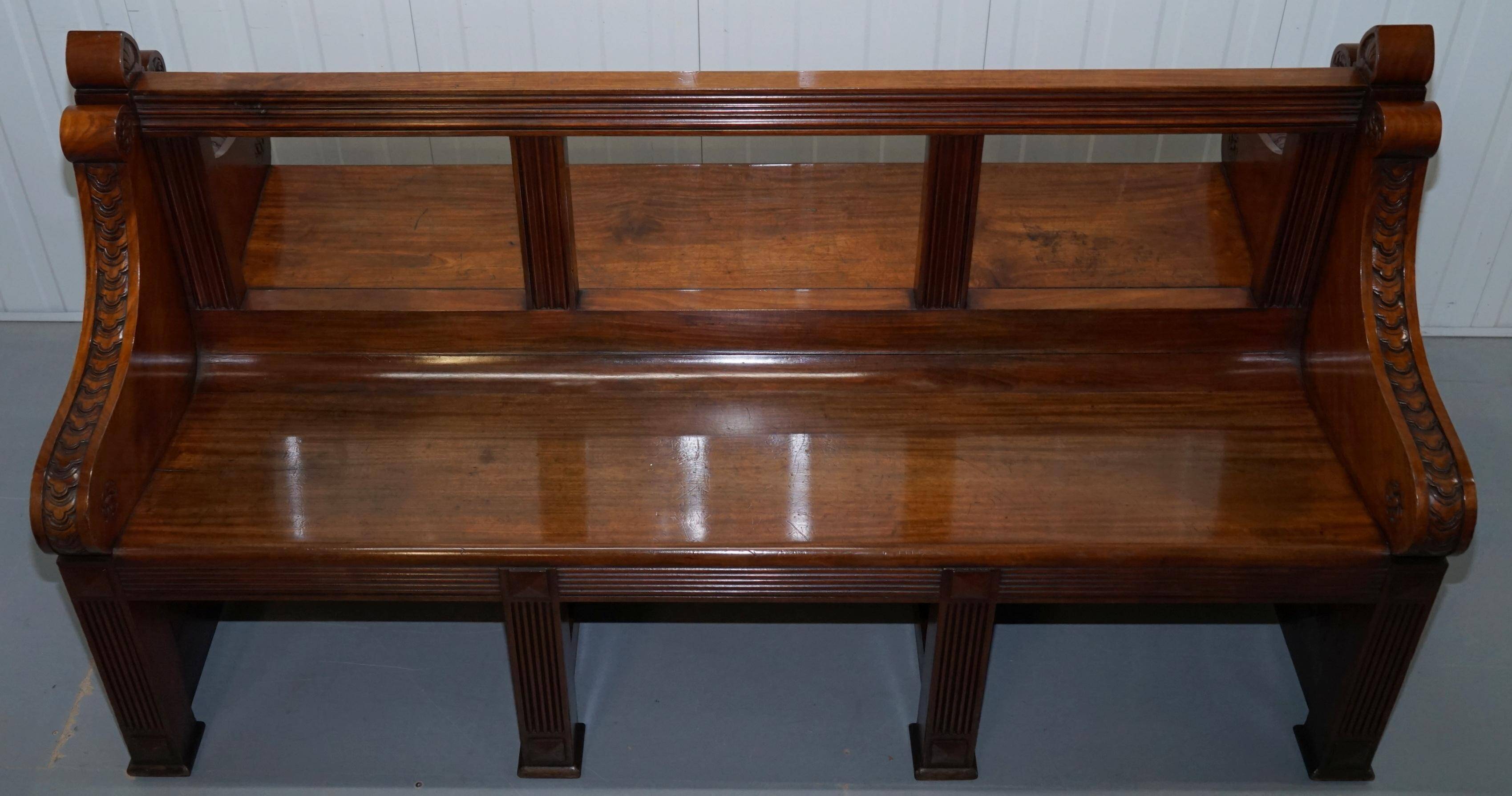 Victorian Double-Faced Carved Walnut Gallery Bench