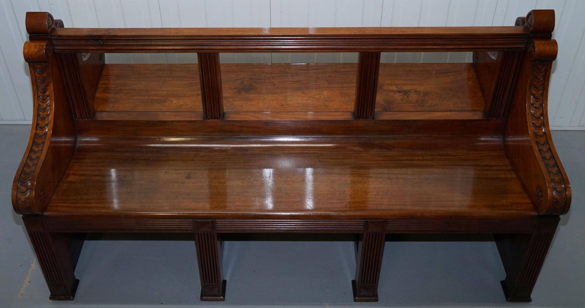 Victorian Double-Faced Carved Walnut Gallery Bench