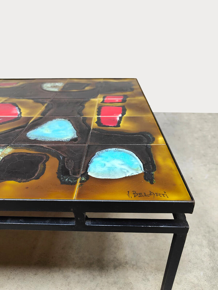 Vintage Belarti ceramic tile coffee table 1960