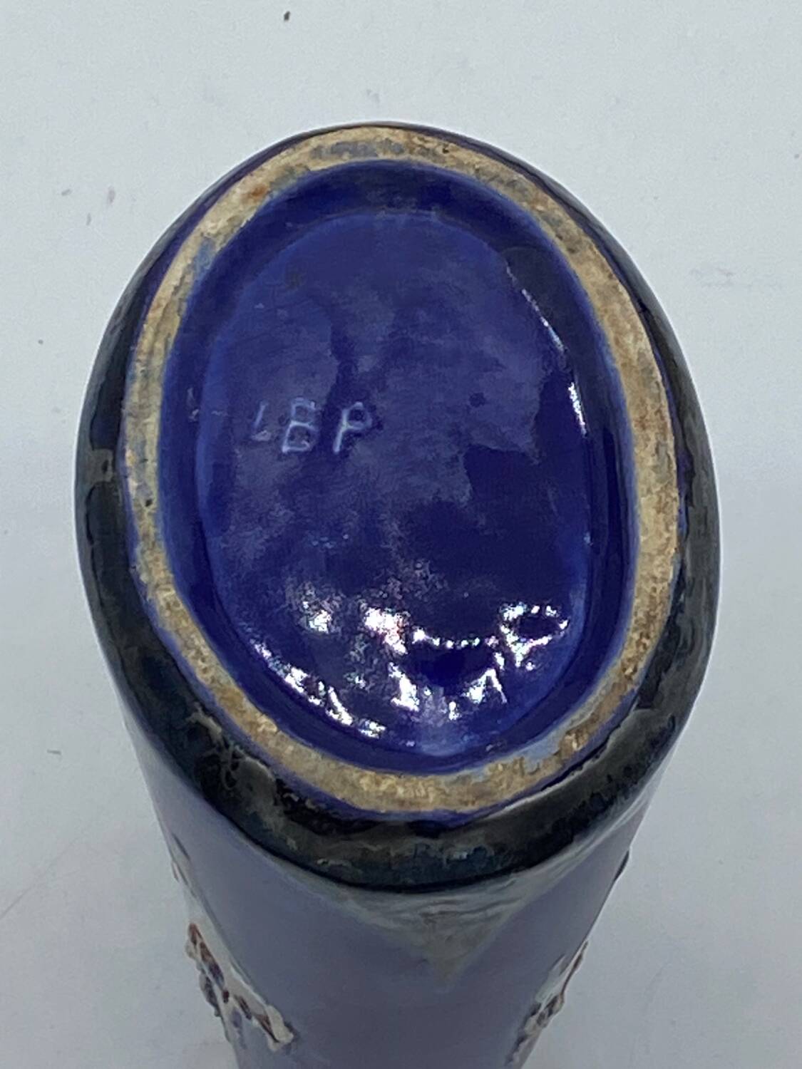 Vintage ceramic pitcher / vase, Vallauris style, signed LEP,