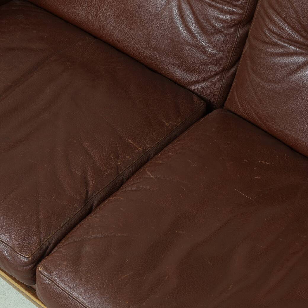 Danish Sofa in Leather and Rosewood by H. W. Klein for Bramin, 1970s