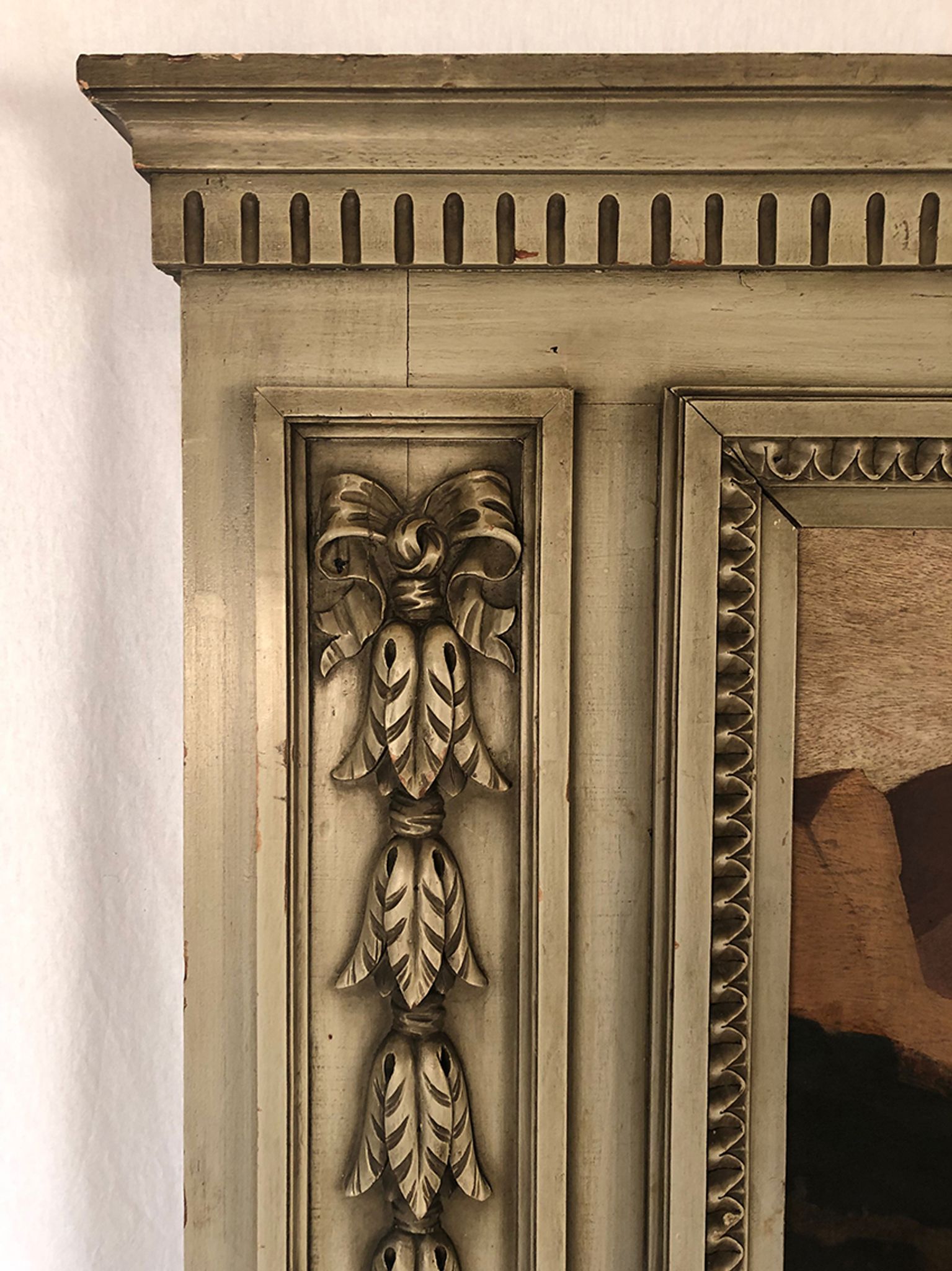 Louis XVI style trumeau in 19th century lacquered wood 196x172cm