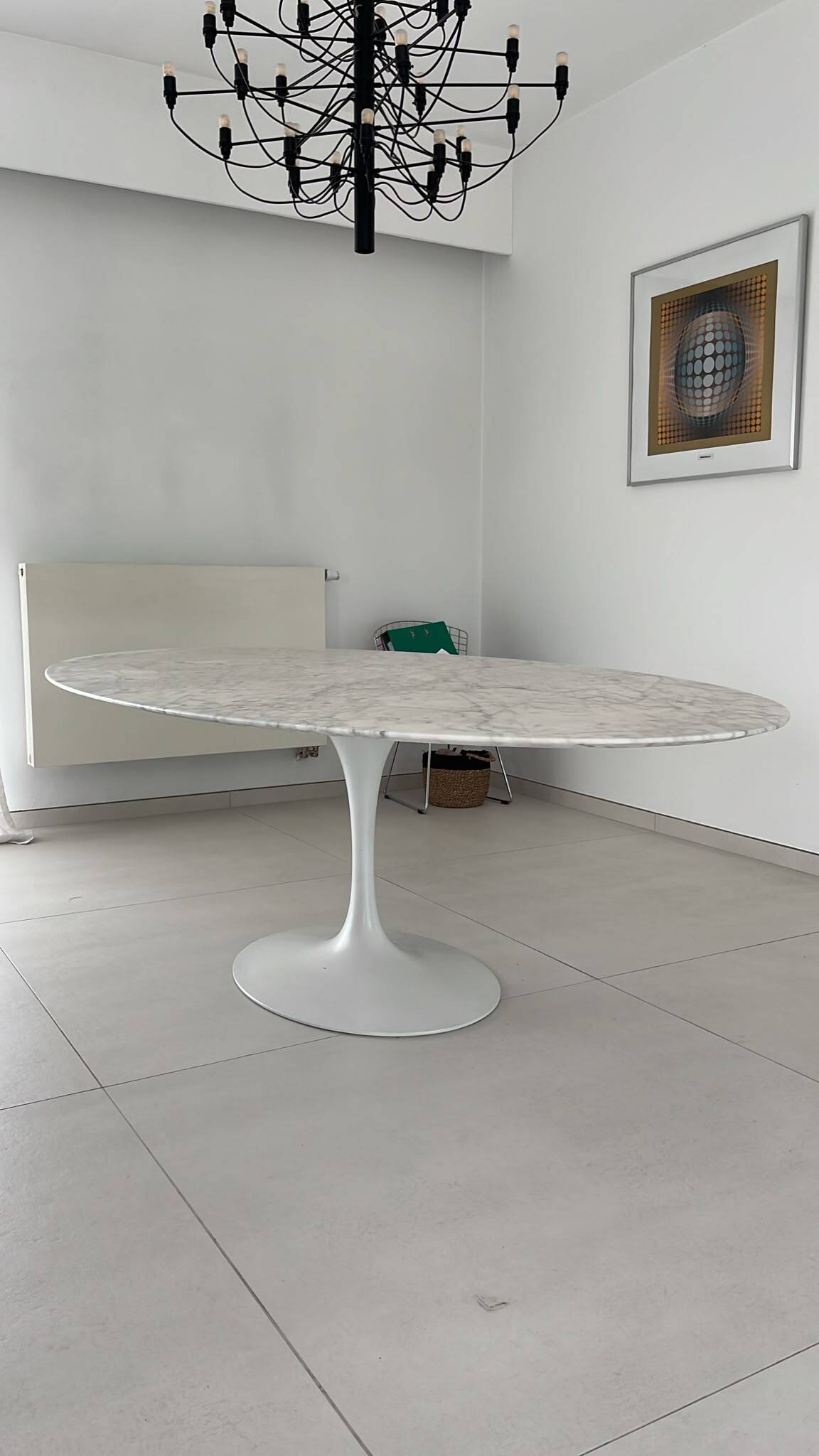 Original Knoll Tulip oval dining table 198x121 Eero Saarinen Arabescato Matt