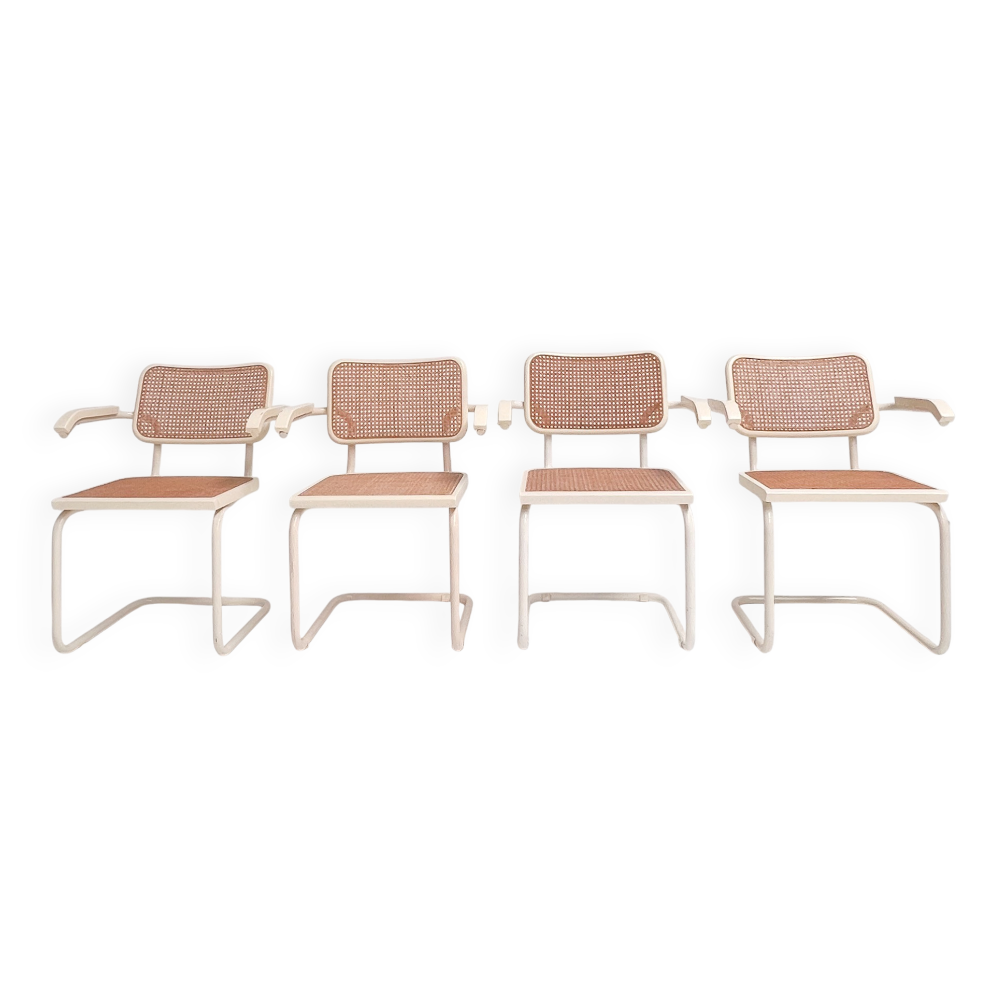 Set of 4 webbing Italian design chairs, 1980s