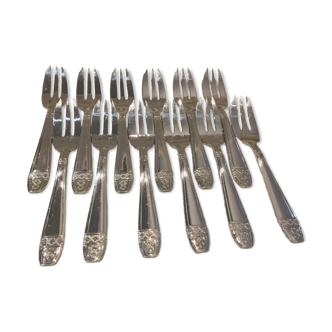 12 silver-plated metal cake forks Liberty Grand Prix