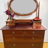 Edwardian Brocante Vintage Mahogany Dressing Table with Inlay 1900-1910