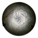 Art Deco suspension in moulded glass by Noverdy with a frosted effect.