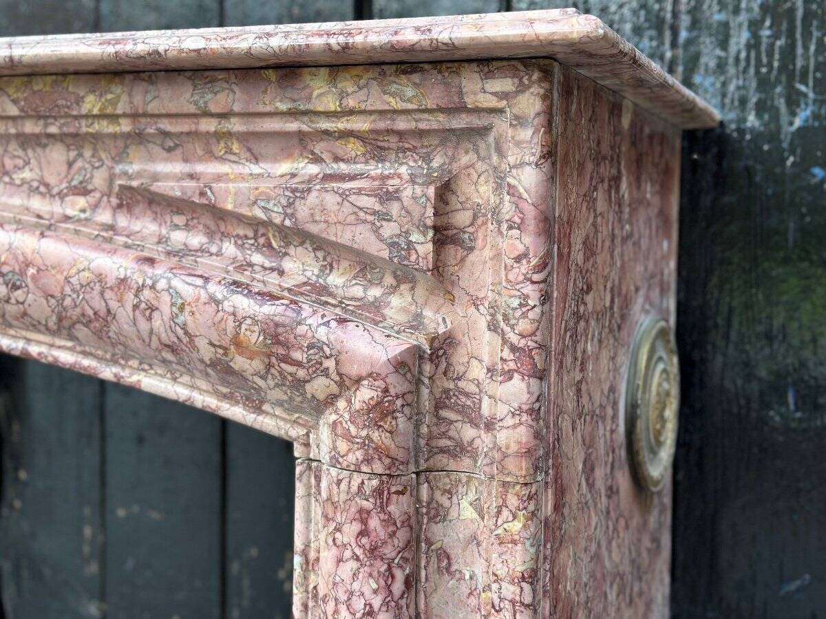 Louis XIV Style Fireplace In Purplish Brocatelle Marble Circa 1880