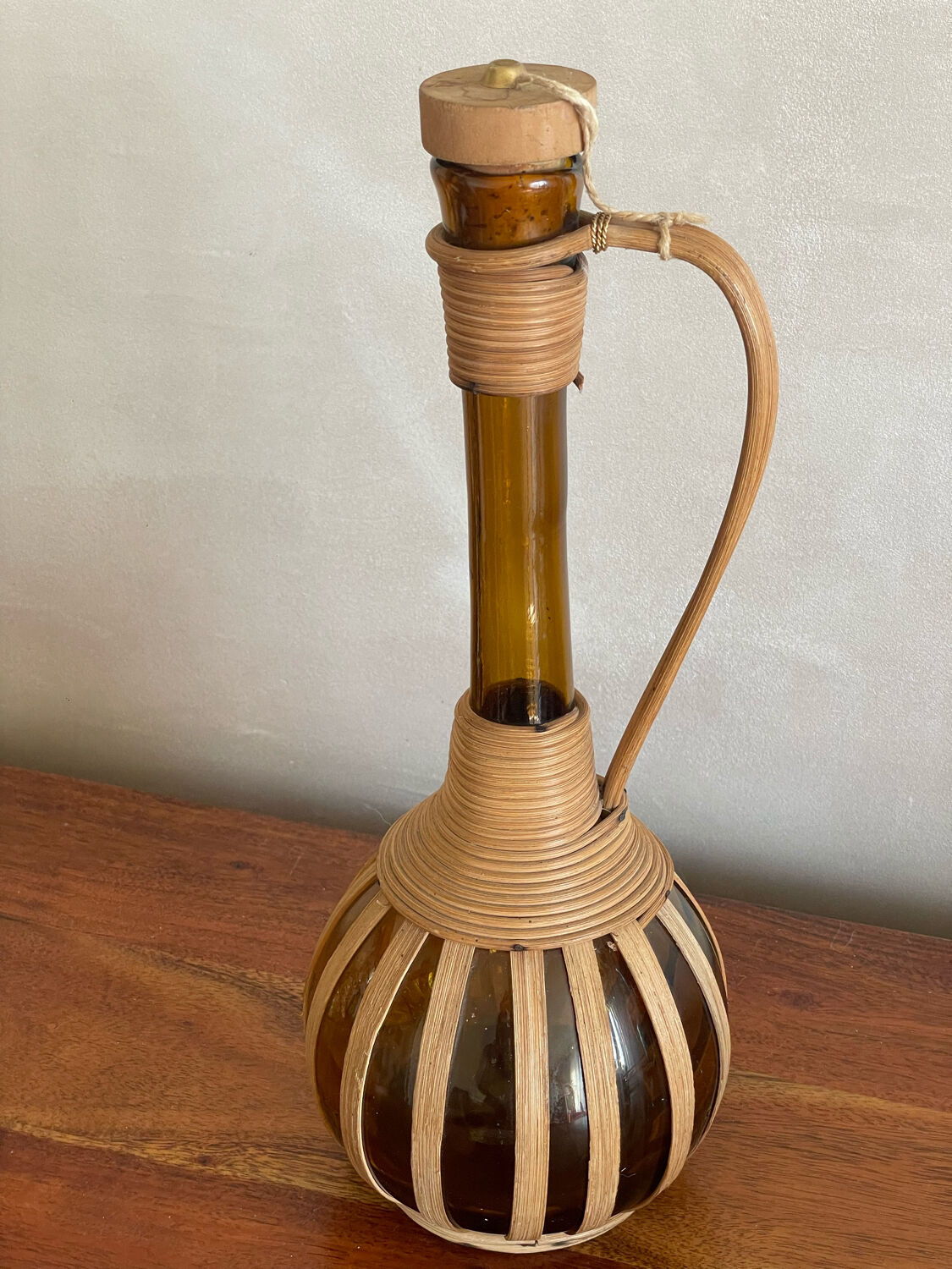 Amber rattan bottle decanter