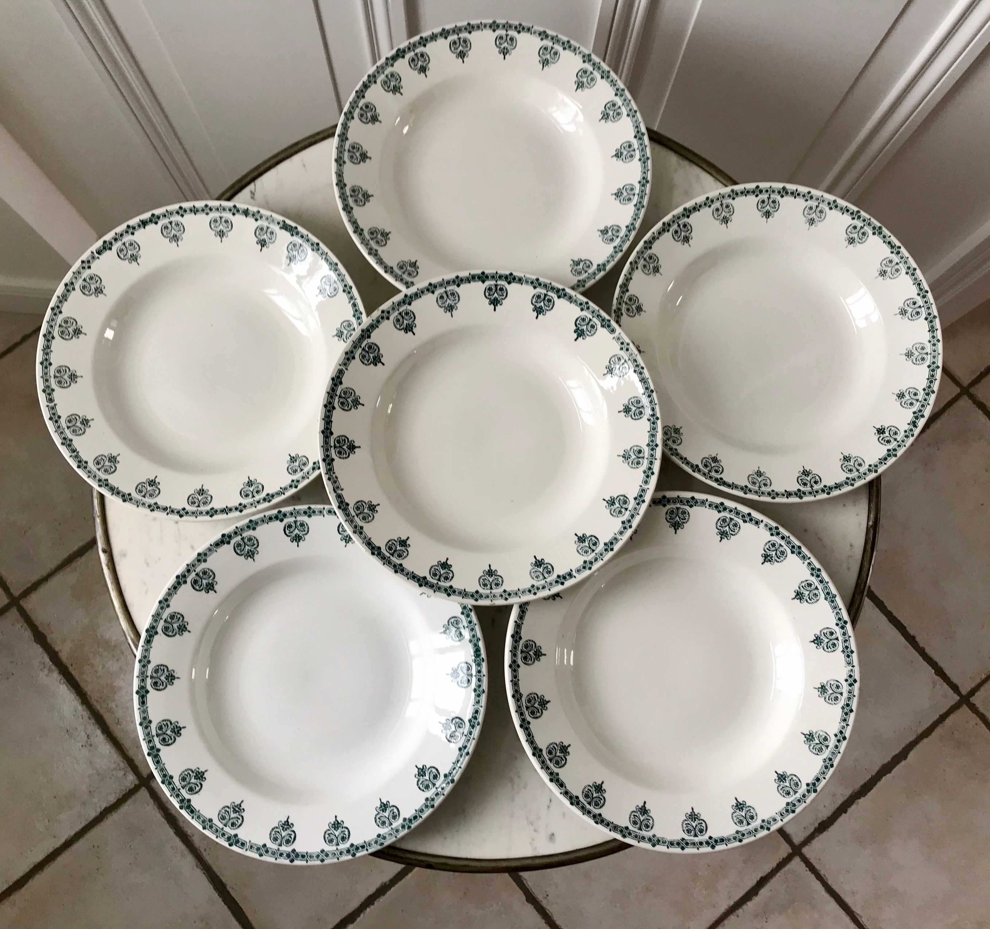 lot of 6 hollow plates Terre de Fer Saint-Amand late nineteenth