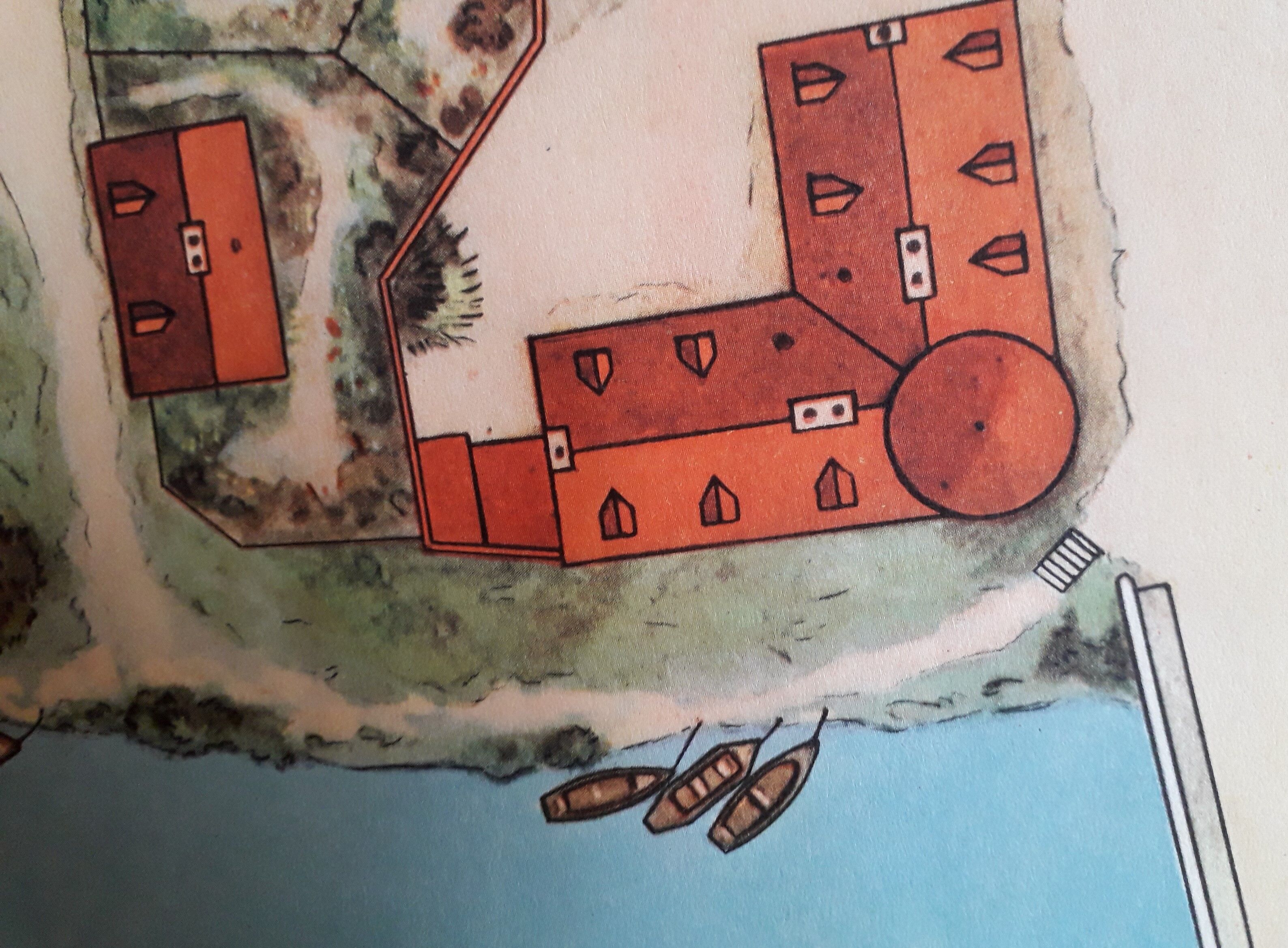 50s school poster Rossignol collection, autumn-the village plan