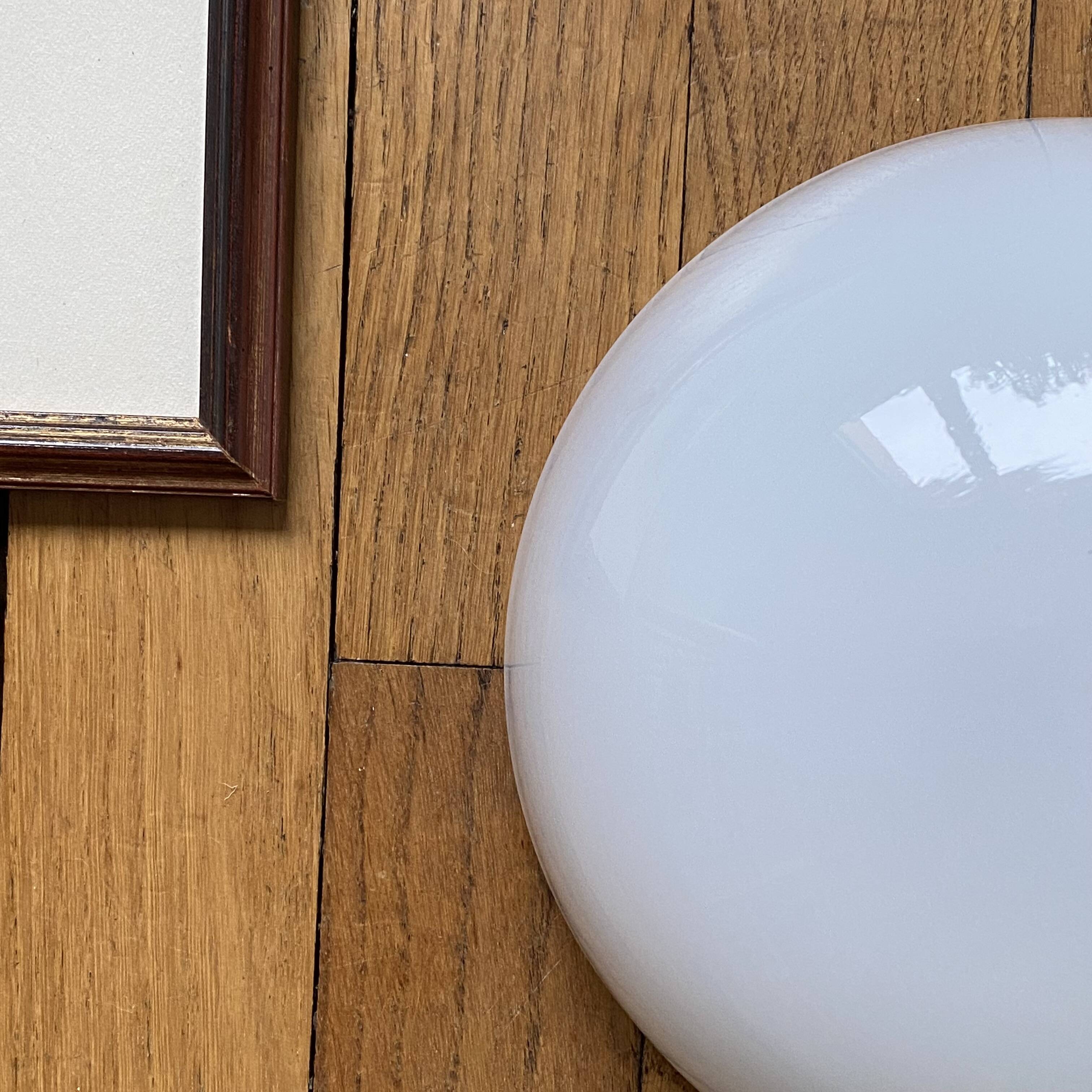 Ceiling light or half-moon wall sconce 20 cm white opaline glass 1960s 1970s