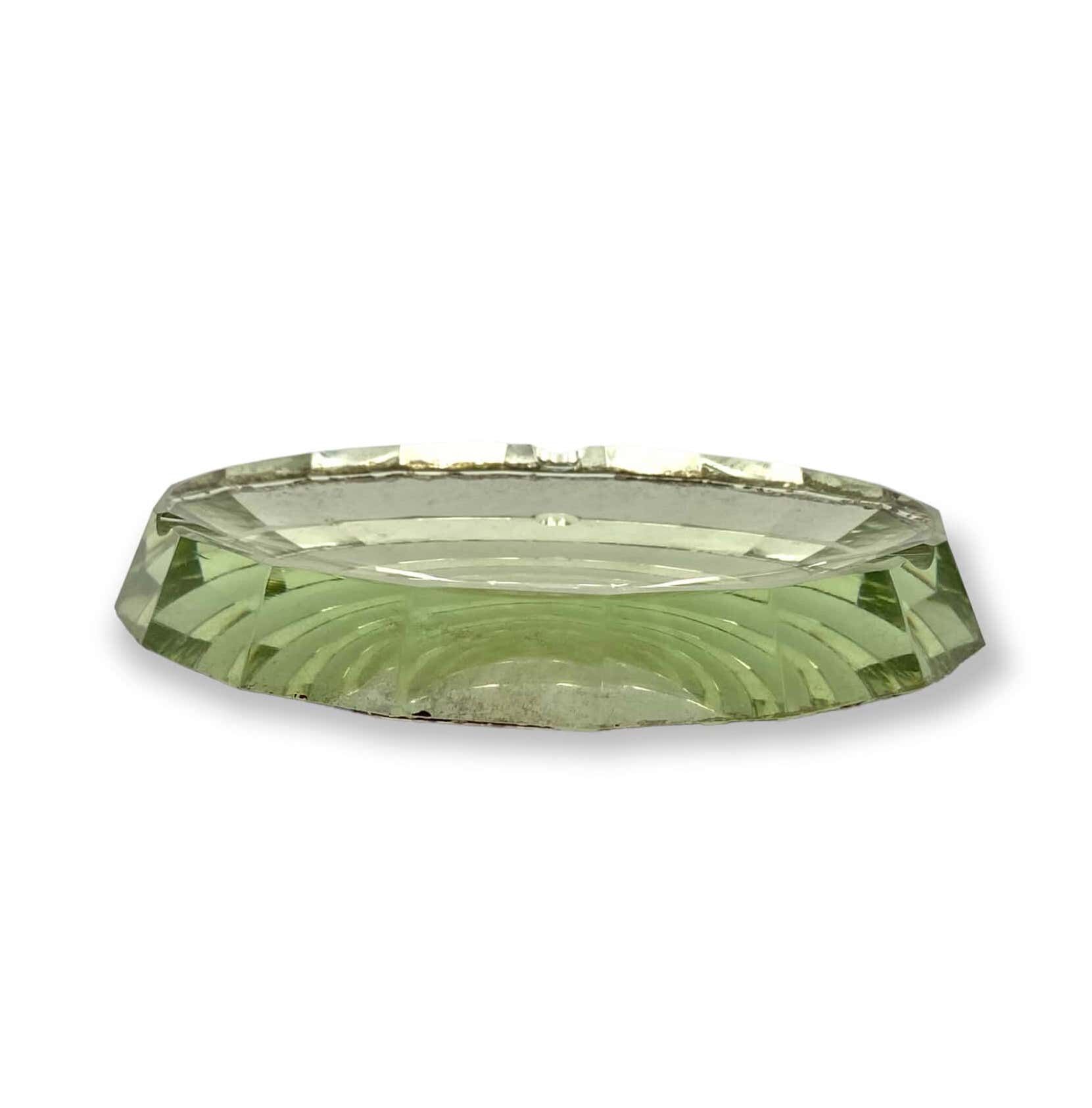 Modern mirrored crystal beveled ashtray, Italy 1940s