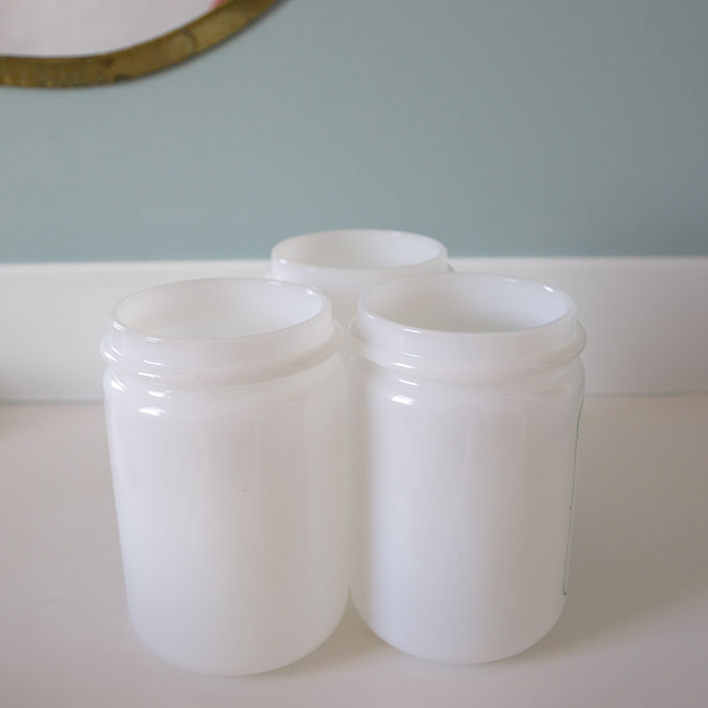 3 jars of white opaline apothecary