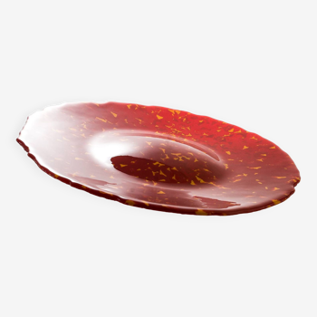 Plateau SLU, Grande assiette, Assiette ronde, Plateau en verre, Verre rouge