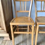 Set of 5 Luterma light blond wood bistro chairs from the 50s