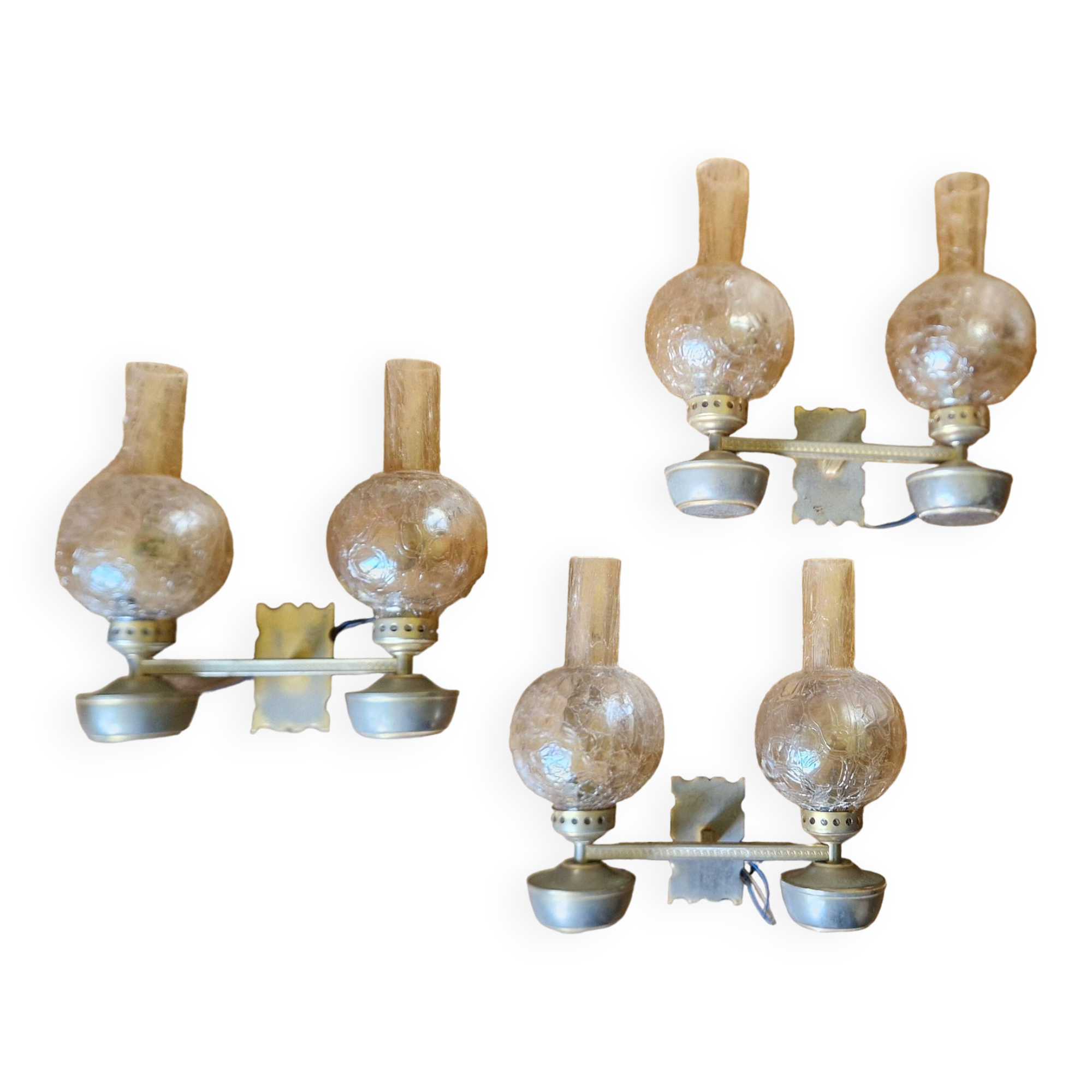 Ensemble de 3 appliques baroques, rétro années 1960