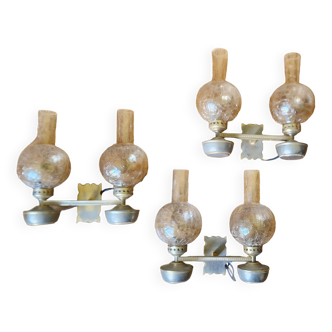 Set of 3 baroque wall lights, retro 1960s