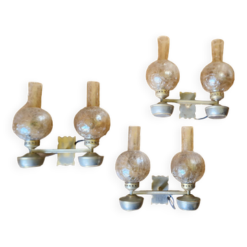 Ensemble de 3 appliques baroques, rétro années 1960
