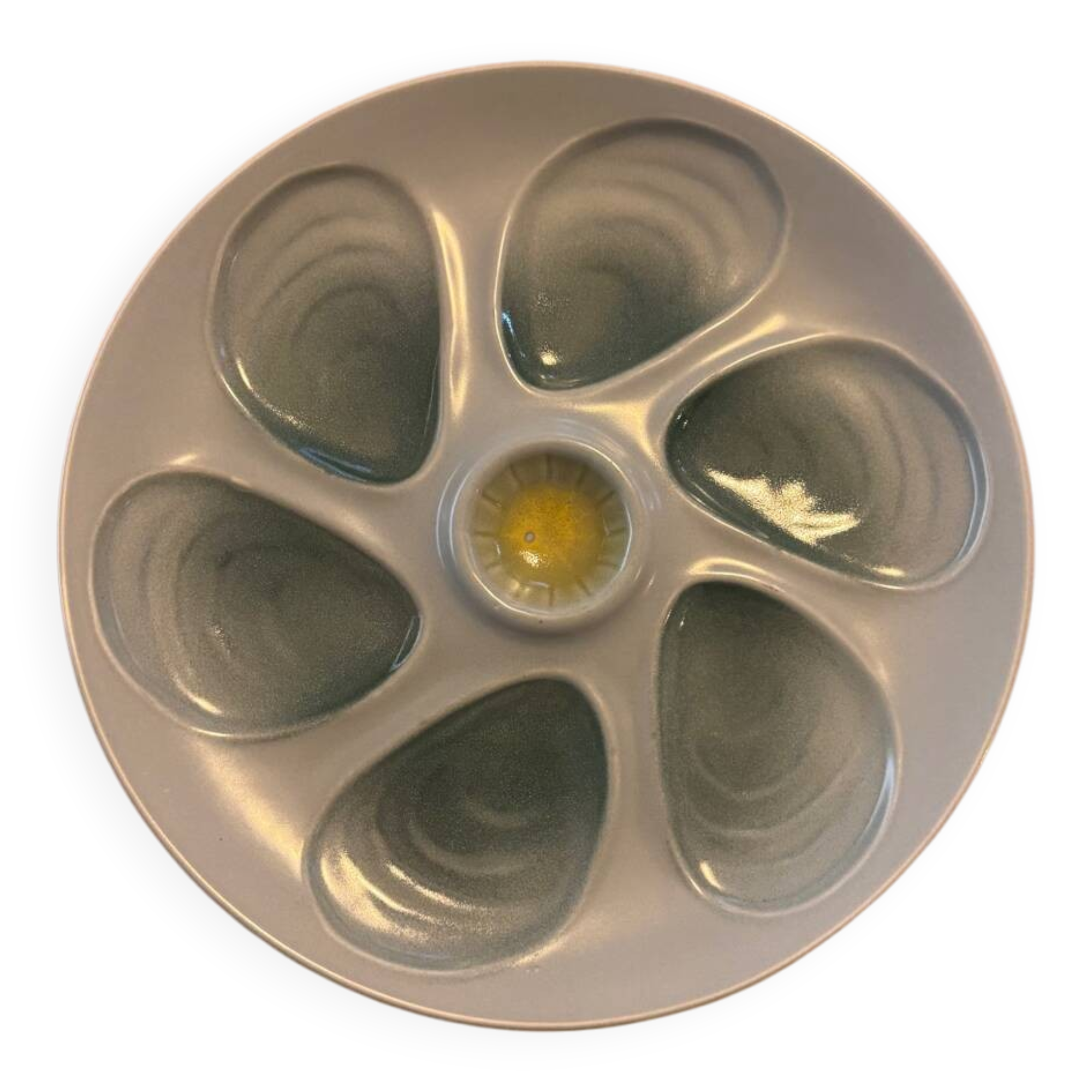 9 vintage oyster plates Salins France in ceramic